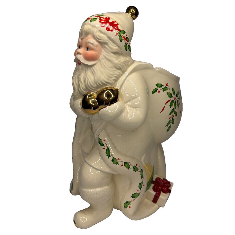 Lenox Cookie Jar Holiday Skating Santa 1999 Y2k Vintage Christmas NO LID